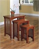 Set of 3 Mission Style Oak Finish Wood Occasional Nesting Side Table