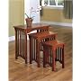 Set of 3 Mission Style Oak Finish Wood Occasional Nesting Side Table