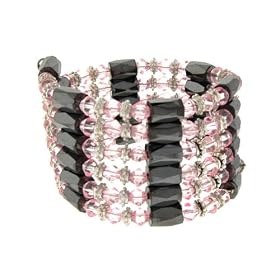 Glass Beads Magnetic Wrap Bracelet Necklace Anklet Lariat - Light Pink