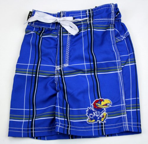 University of Kansas Jayhawks Toddler Boys Swim Short - Bat Boy (Plaid Pattern)