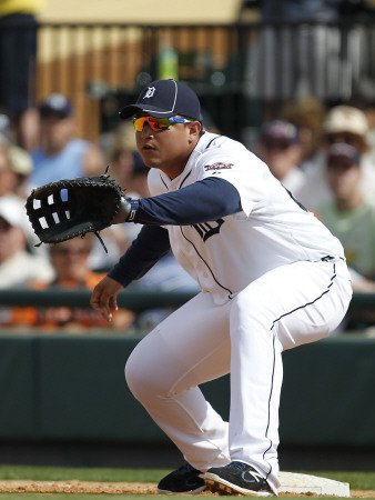 Houston Astros v Detroit Tigers, LAKELAND, FL - MARCH 02: Miguel Cabrera Photographic Poster Print by Leon Halip, 9x12