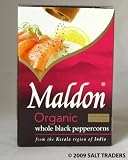 Maldon Organic Black Peppercorns - harvested in Kerala, India - 1.5 oz Net Wt.