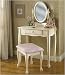 Off White Vanity Table with Mirror and Bench Set Powell Girl's Vanity 929-290