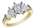 Multi-Cut Three Stone 1 Carat (ctw) Diamond Engagement Ring in 14K Yellow Gold