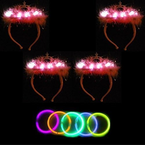 Girls Princess Glow Party Pack with 4 LED Tiaras and 64 Glow Bracelets