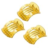 Rosallini 3 Pcs Plastic Clear Yellow Hair Claws Clamps for Ladies