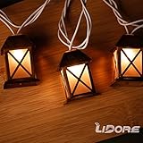 LIDORE Set of 10 Warm White Glow Bronze Metal House Shaped Lantern Plug-in String Light - For indoor/outdoor