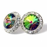 20mm Framed Vitrail Swarovski Crystal Stud Earrings Fashion Jewelry