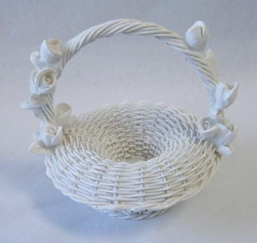 Set of 12 White Baskets with Flower Handle Wedding / Baby Shower Gift Boxed Party Favors CG065-W