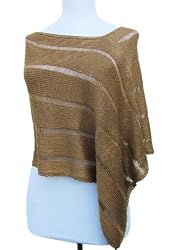 Handmade Lightweight Poncho Petite Size - Golden Caramel (Crocheted Border)