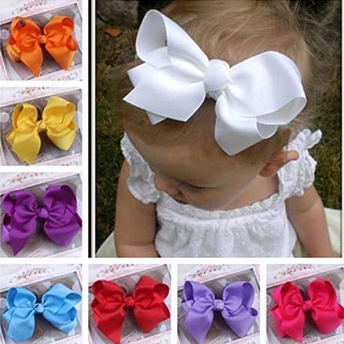 Grosgrain Ribbon Bow Hair Clip Pin Flower Baby Girl Headdress Accessories Red