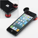 NEEWER® Red 180° Fish Eye Lens+Wide Angle Lens+Macro Lens 3-in-1 Kit for Apple iPhone 5