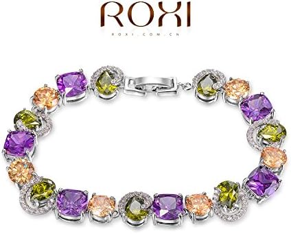 ROXI Classic Austrian Crystals platinum bracelet Colorful Zircons Water Drop Bracelet