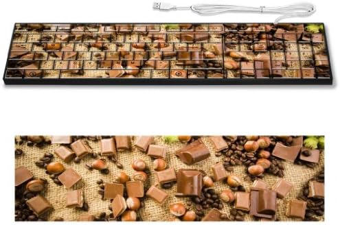 Chocolate Nuts Grains Coffee Mixture Keyboard Customized Made to Order Support Ready 16 7/8 inch (430mm) x 4 7/8 inch (125mm) x 15/16 inch (25mm) High Quality Liil Key board Boards desktop laptop Key_board comfortable computer accessories cute gaming gear