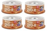 Memorex (4) 25PK 16X 4.7GB DVD-R Total of 100 DVDs