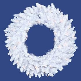 36" Pre-Lit White Ashley Spruce Christmas Wreath - Clear Lights