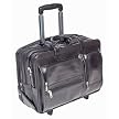 17" Leather Detachable Laptop Case on Wheels - Black