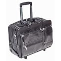 17" Leather Detachable Laptop Case on Wheels - Black