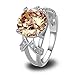 Psiroy 925 Sterling Silver Plated Round Simulated Morganite Solitaire Promise Ring Size 12