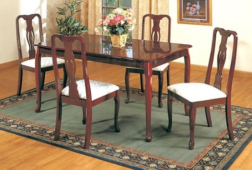 NEW QUEEN ANNE DINING TABLE SET W/ 4 CUSHIONED CHA 