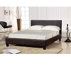 PAVIA / PRADO 4FT 6" DOUBLE BED FRAME - BLACK FAUX LEATHER FINISHING
