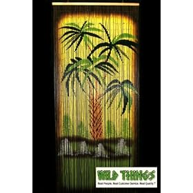 Botanical Palm Bamboo Beaded Curtain