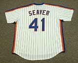 TOM SEAVER New York Mets 1983 Majestic Cooperstown Throwback Home Baseball Jersey, MEDIUM