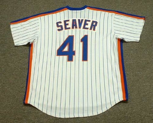 TOM SEAVER New York Mets 1983 Majestic Cooperstown Throwback Home Baseball Jersey, MEDIUM