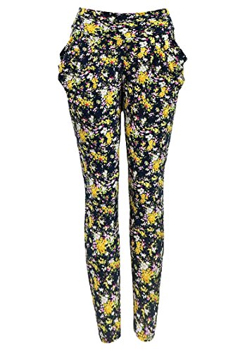 Simplicity Classic Yellow Rose Print Harem Pants With Pockets, Nylon