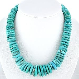 Southwestern Native American Handmade Turquoise Disc Necklace with Accents of Sterling Silver by Zuni Artist Sara Leekity, 18" Length, #8235