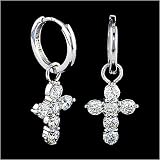 1.5 Carat Sterling Silver CZ Cross Earrings