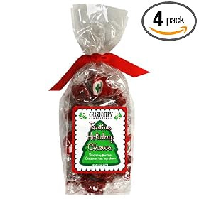 Charlotte's Confections Christmas Tree Soft Chew, Raspberry, 8-Ounce Packages (Pack of 4)