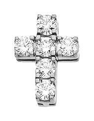 14K White Gold Diamond Cross Pendant - 15.00x11.50mm -- LIFETIME WARRANTY