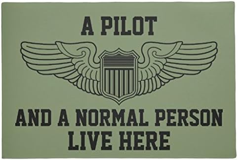 Pouenm1 A Pilot And Normal Person Live Here Wings Graphic Doormat,15 Inch By 24 Inch