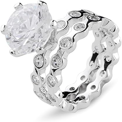 Aiyaya® 6 Prong Cushion Cut AAA+ Cubic Zirconia Couple Rings For Womens Sz8
