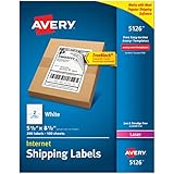Avery Internet Shipping Labels for Laser Printers with TrueBlock Technology, 5.5 x 8.5 Inches, White, Box of 200  (5126)