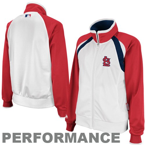 Majestic St. Louis Cardinals Ladies White Therma Base Performance Full Zip Track Jacket (Medium)
