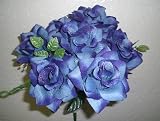 Set of 4 NAVY BLUE Open Rose Silk Flower Bouquets