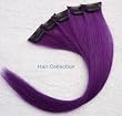 Hair Collection-12" Purple 100% Human Hair Clip in on Extensions - 1.75"widex5pcs