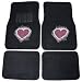 Sweet Heart Red Front & Rear Gem Crystals Studded Rhinestone Car Truck SUV Floor Mats - Pair