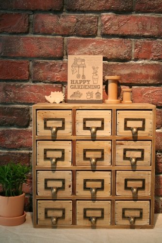 Natural Solid Wood 12-Drawer Mini Chest