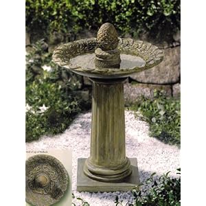 Large Decorative Stone Birdbath w Pineapple Finale by