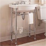 American Standard 7812.002.020 White Retrospect Retrospect 27 Fireclay Pedestal Top with 8 Centers and Chrome Console Legs 7812.002