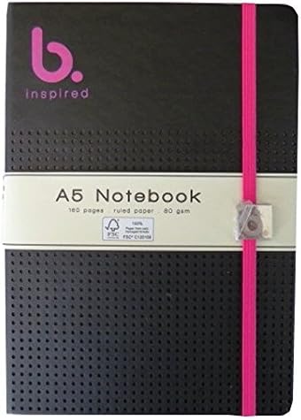 A5 PU Leather Embossed Casebound Notebook - "B Inspired" range - Pink - 160 Pages - Ruled - Size 8.3 X 5.8