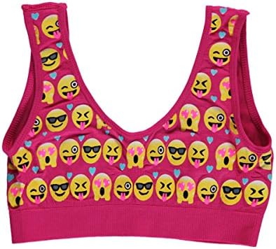 Little Black Panties Big Girls' "Face Emojis" Sports Bra - fuchsia, 16