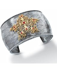 STARHAVEN Sterling Silver & 18k Yellow Gold Star Cuff with Garnets