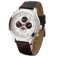 Detomaso Classic Herren-Armbanduhr NAPOLI Mondphase Silber Leder SL1628C-CH