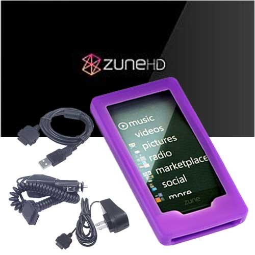 Microsoft Zune HD 16GB, 32GB & Microsoft Zune HD Accessories bundle containing: Premium **PURPLE** Silicon Skin Case Cover + Microsoft Zune HD Car Charger + Microsoft Zune HD Wall Charger + Microsoft Zune HD Sync Cable + Live*Laugh*Love Silicone Wrist Band!!!