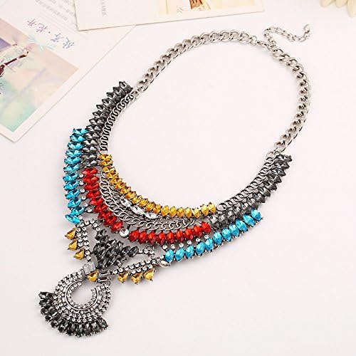 Newest Brand Fashion Statement Necklace Women 2015 Crystal Acrylic Pendant Massive Necklace Wholesale Big Chunky Necklace - Color 2