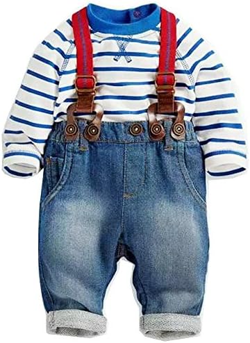 3 piece set for baby boys - infant size - Pants, long sleeve tee and suspenders (4/6months)